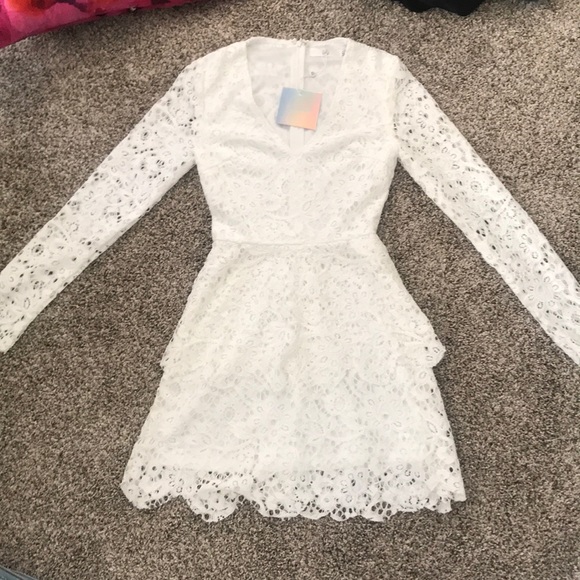 Missguided Plunge Frill Layer Skater Dress - Picture 1 of 3